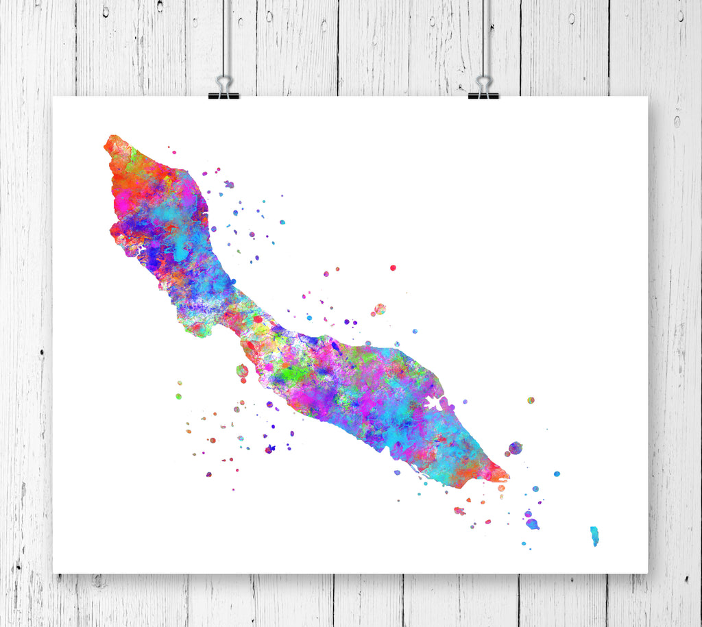 Curacao Map Art Print - Unframed - Zuzi's