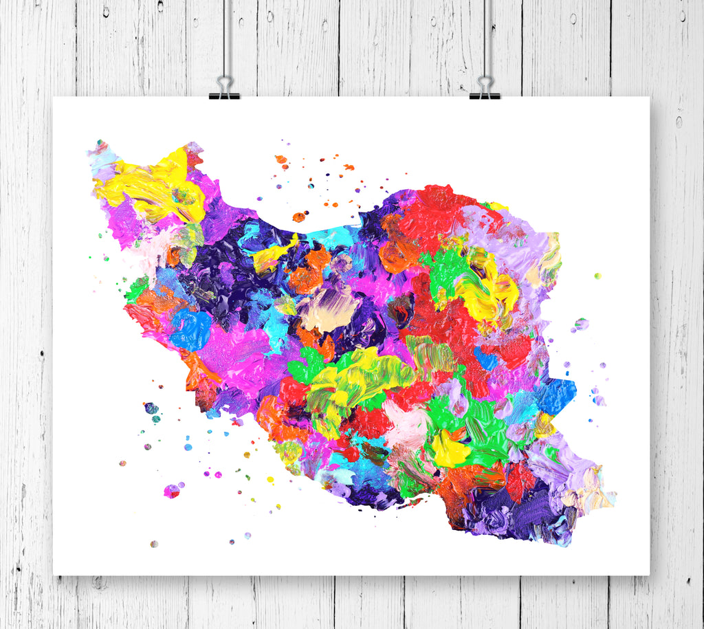 Iran Map Art Print - Unframed - Zuzi's