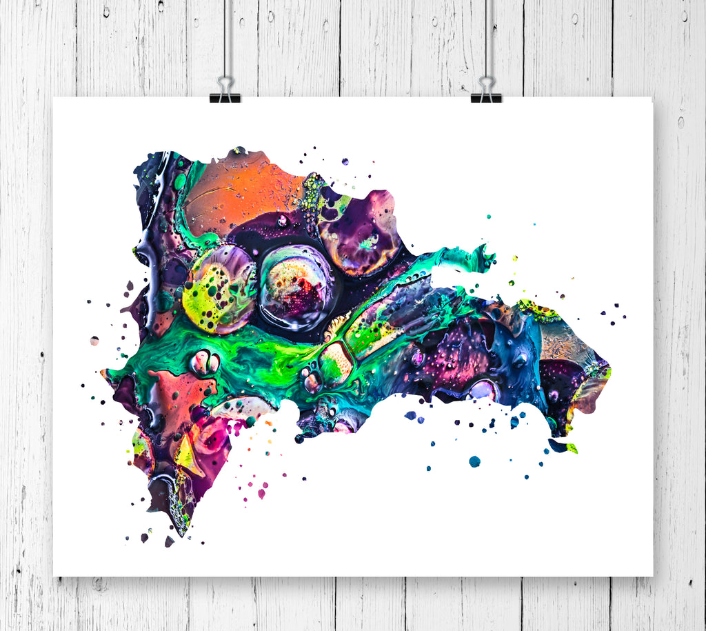 Dominican Republic Map Art Print - Unframed - Zuzi's