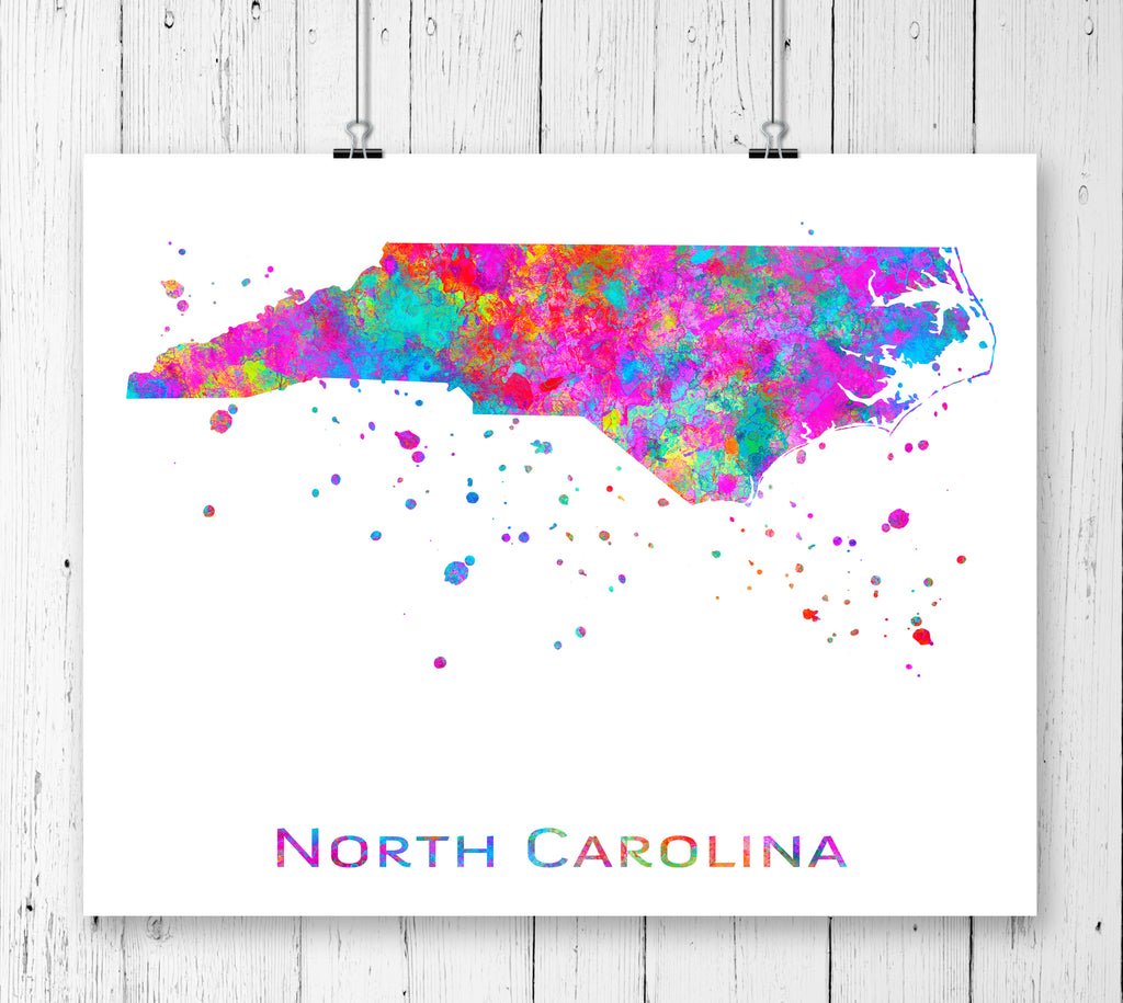 North Carolina Map Art Print - Unframed - Zuzi's