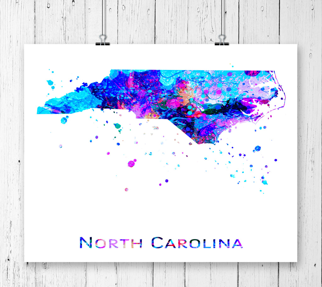 North Carolina Map Art Print - Unframed - Zuzi's