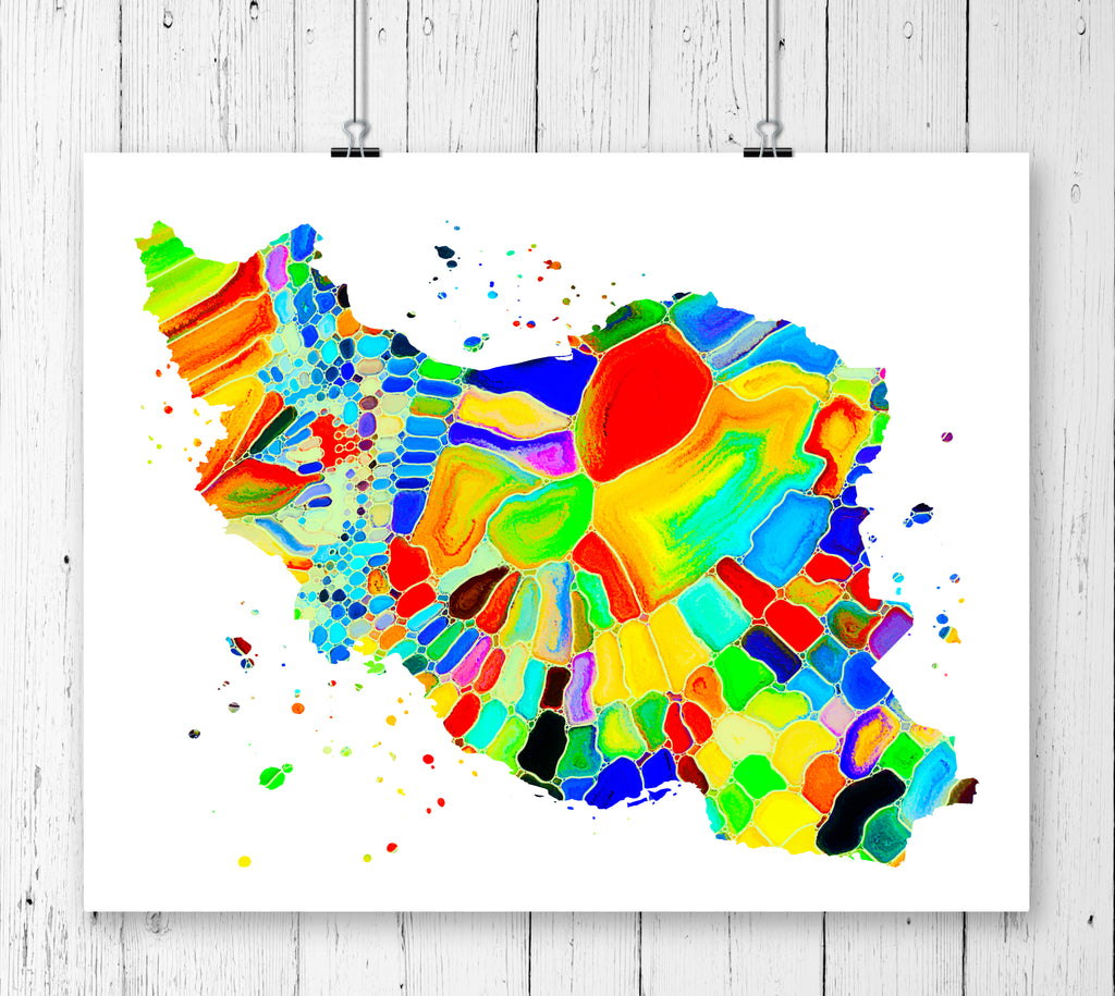 Iran Map Art Print - Unframed - Zuzi's