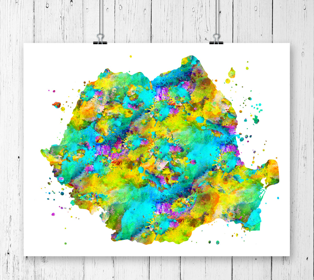 Romania Map Art Print - Unframed - Zuzi's