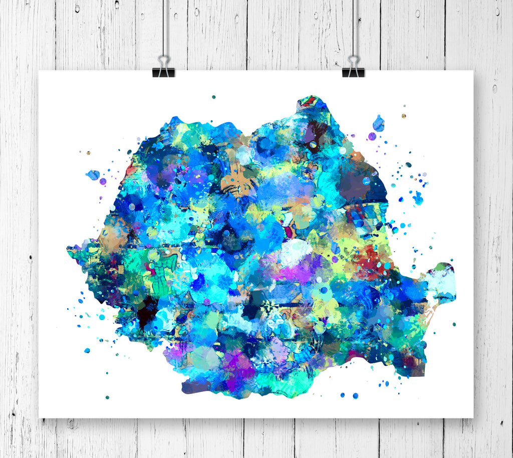 Romania Map Art Print - Unframed - Zuzi's