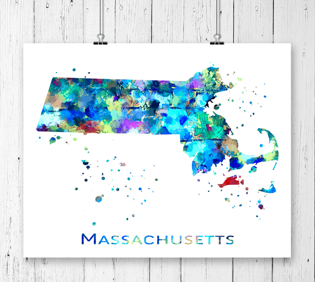 Massachusetts Map Art Print - Unframed - Zuzi's