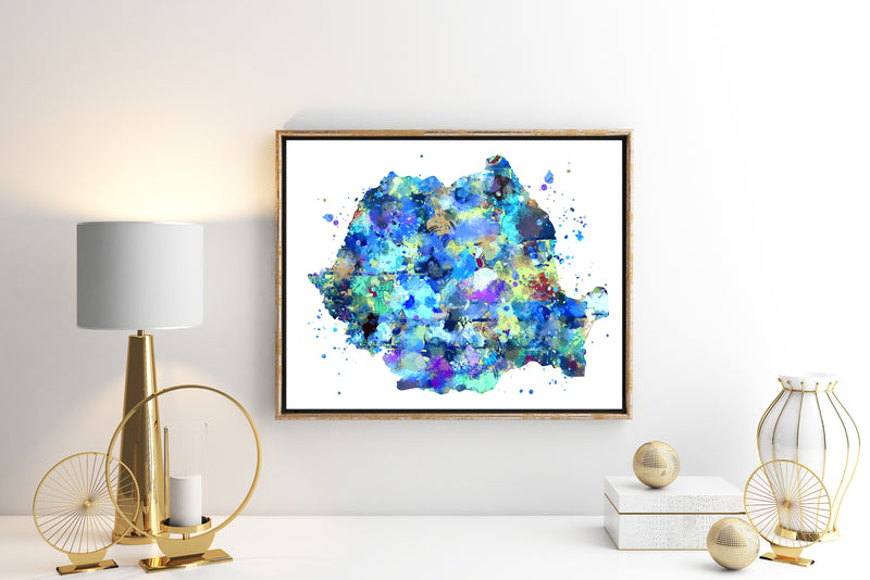 Romania Map Art Print - Unframed - Zuzi's